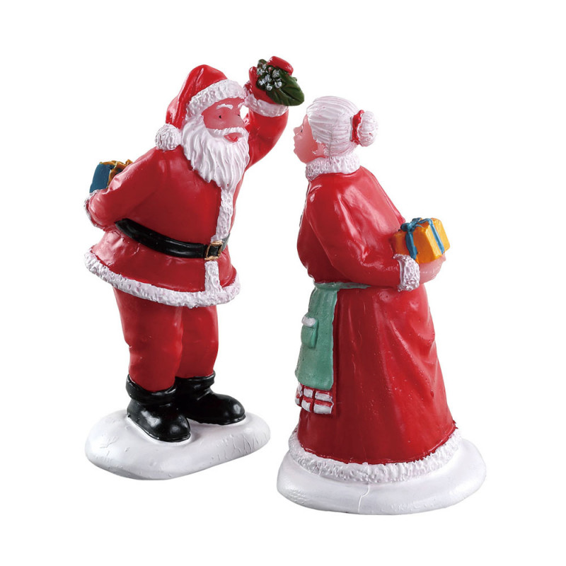 Figurines : Bisou sous le gui du Père Noël à la Mè