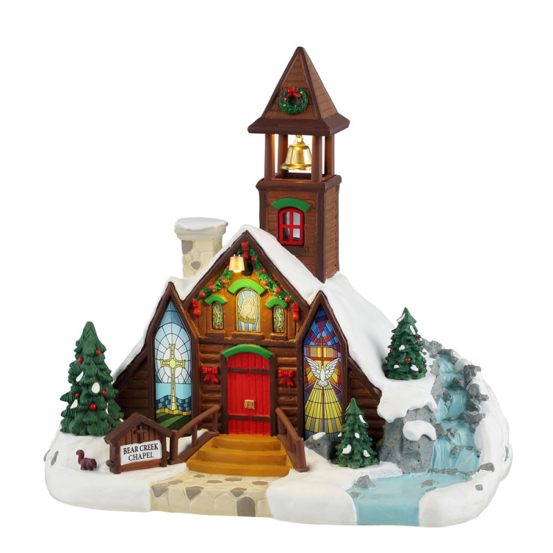 Scène de Noël : Chapelle de Bear Creek - H. 21,2cm