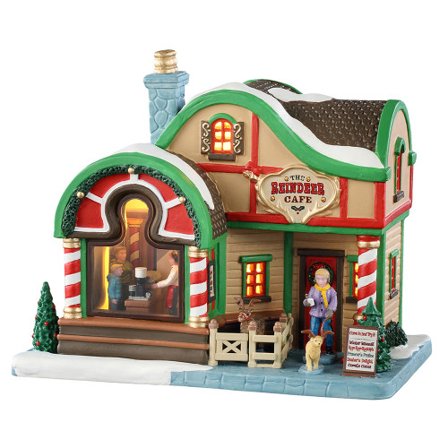 Scène animée en porcelaine, Vail village, le café