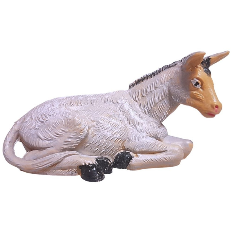 Santon pour crèche de Noël : âne couché - L. 10cm
