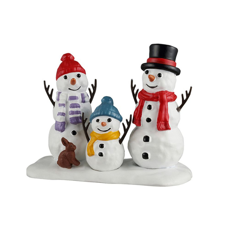Figurine de Noël : famille du bonhomme de neige -