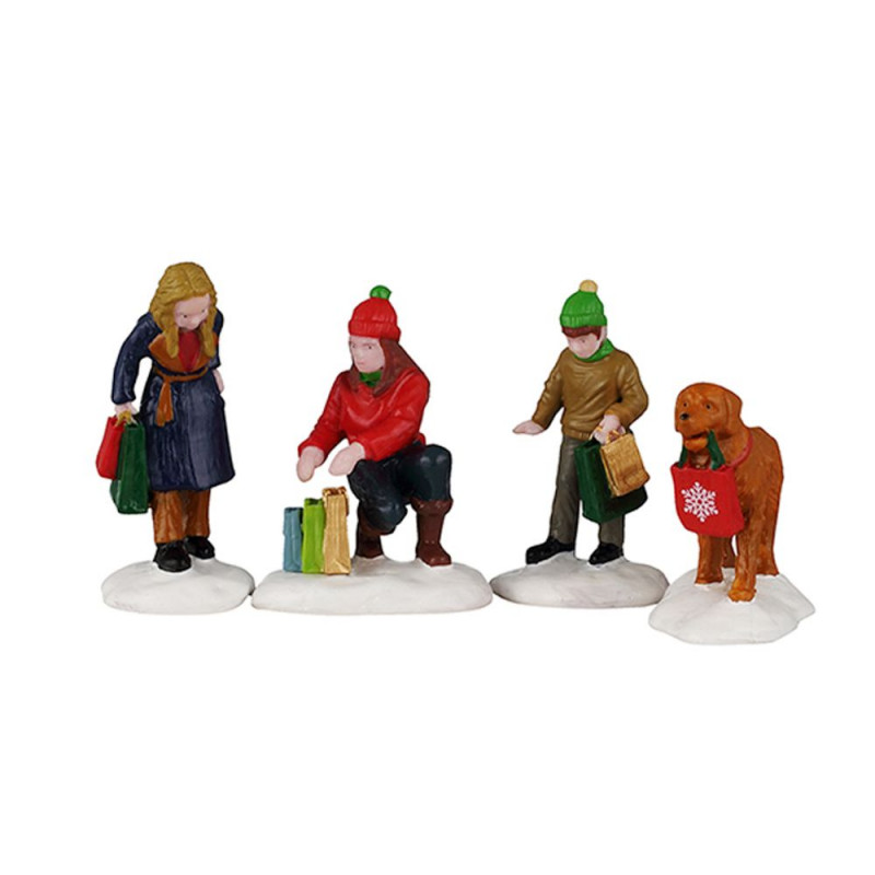 Lot de 4 figurines de Noël : les acheteurs festifs