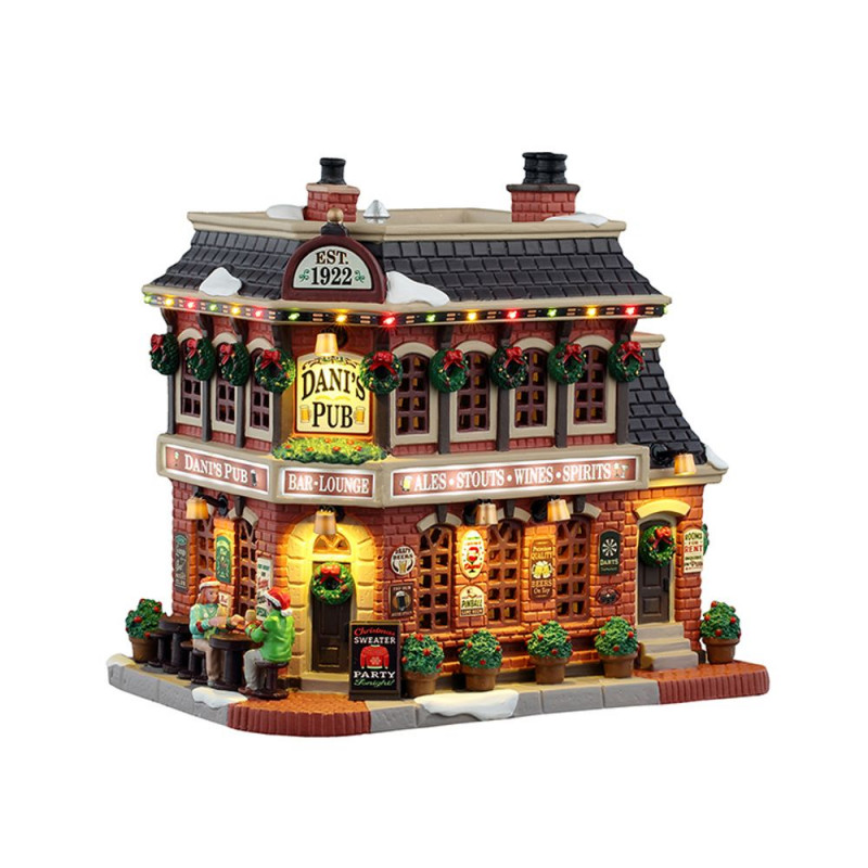 Scène lumineuse de Noël 'Le pub de Dani' - H. 18cm