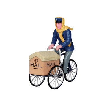 Figurine de Noël : Postier en vélo
