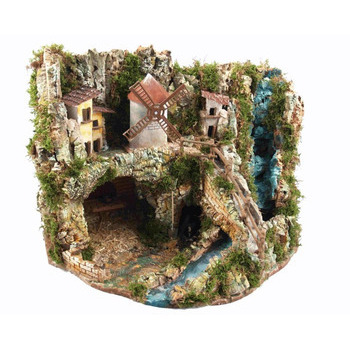 Décoration pour paysage de Noël : Village et mouli