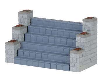 Escalier en briques bleu et gris