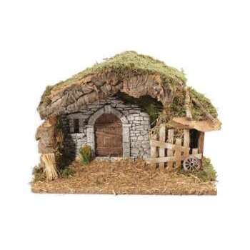 Crèche en plâtre avec barrière 36X14X25cm