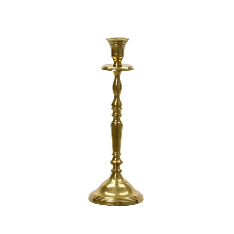 Bougeoir en aluminium, coloris or - H. 30cm