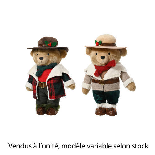 Ours en peluche aventurier, coloris variables - H.