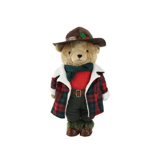 Ours en peluche décoratif, coloris rouge - H. 60cm