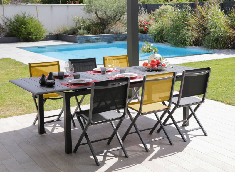 Table de jardin Louisiane grise en aluminium - L18